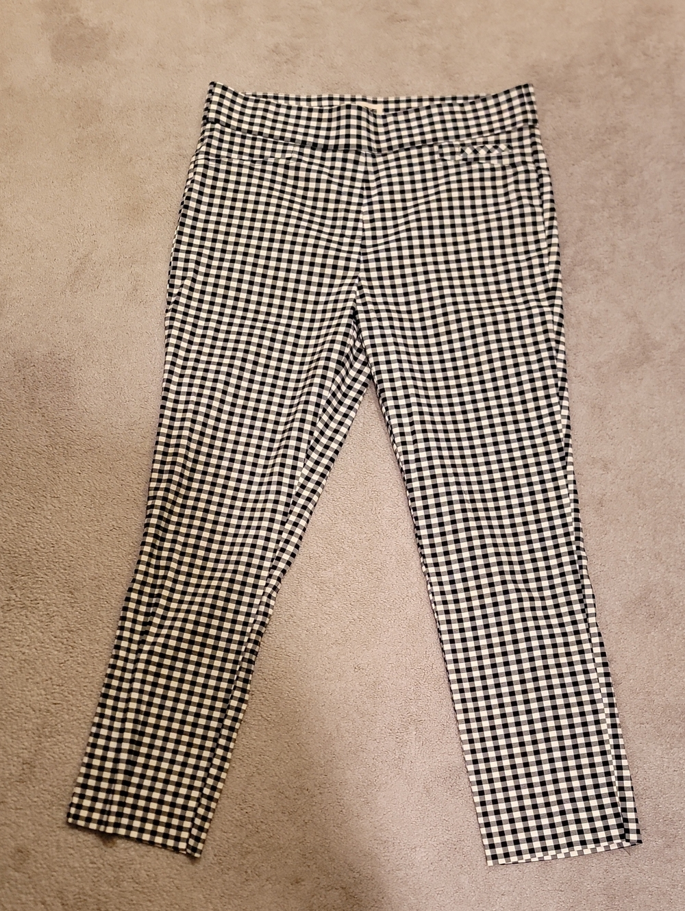 Anne Klein Black and White Gingham Skinny Jeans